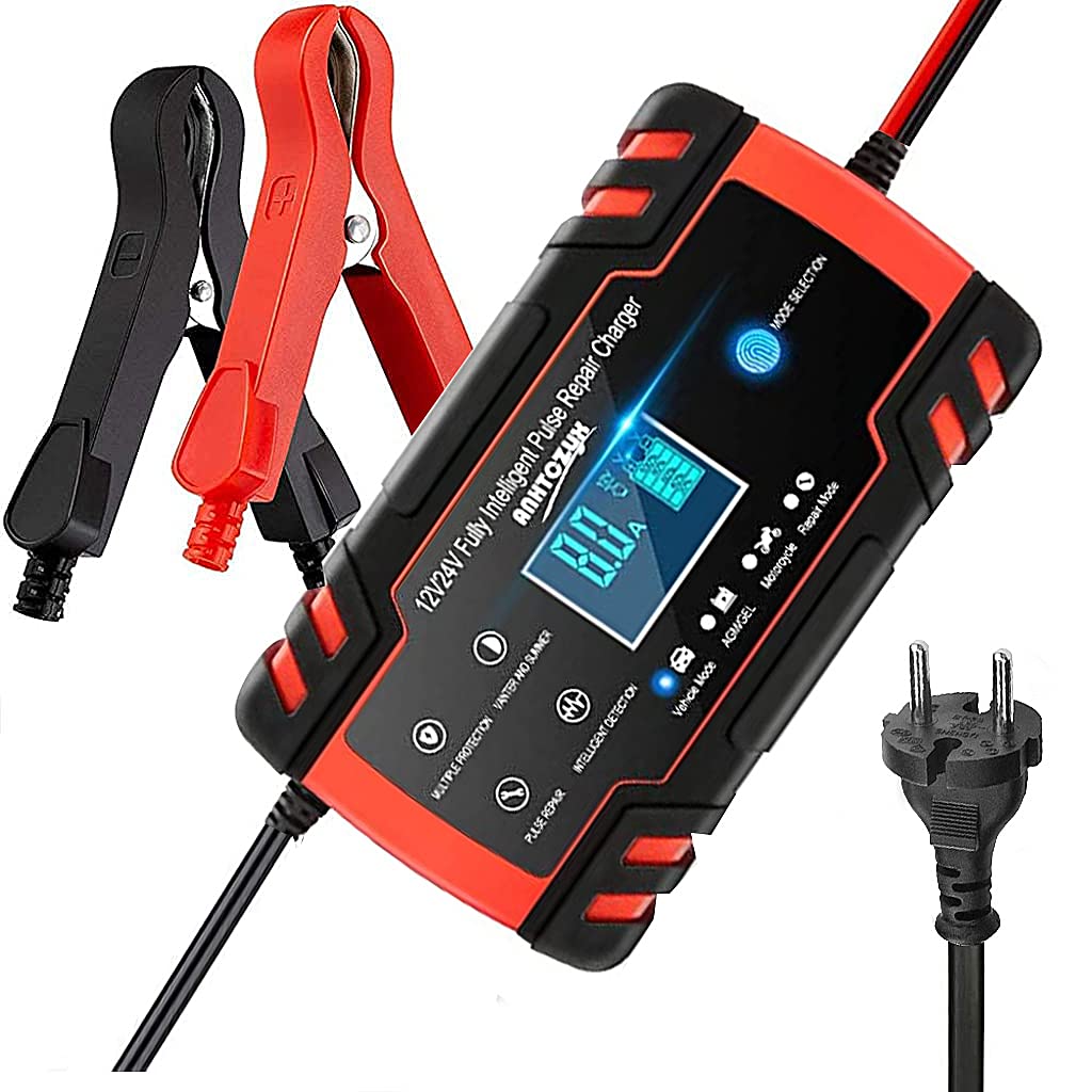 STHIRA Car Battery Charger, Enhanced Edition 8A 12V/4A 24V Car Battery Charger Charges, Automotive Smart Portable Battery Charger Maintainer for Car, Motorcycle, Lawn Mower and More STHIRA Car Battery Charger, Enhanced Edition 8A 12V/4A 24V Car Battery Charger Charges, Automotive Smart Portable Battery Charger Maintainer for Car, Motorcycle, Lawn Mower and More